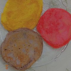 A picture of Rainbow pancakes 🥞.