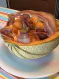 Paniers de melon à la pancetta Corse grillée et tomate Tiverta