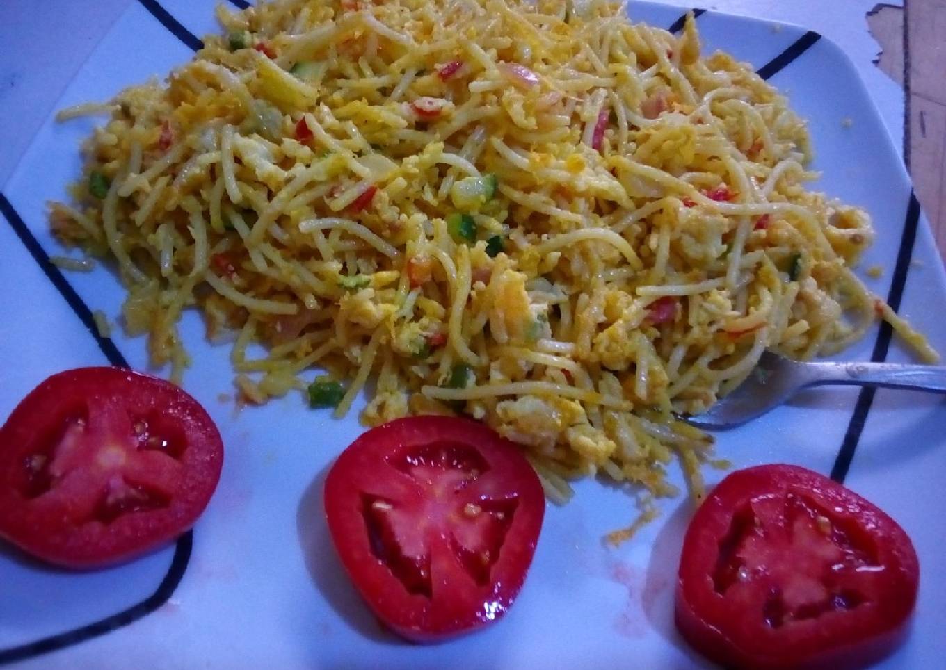 Spiced egg in spaghetti #noodlesrecipecontest
