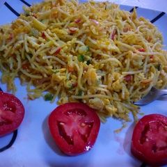A picture of Spiced egg in spaghetti #noodlesrecipecontest.