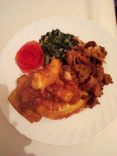 A picture of Matoke with beef fry.