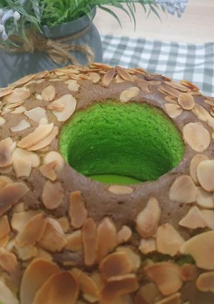 Foto resep Bolu pandan slice almond (4 telur)
