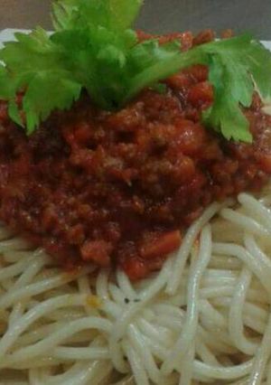 Una foto de Espaguetti a la bolognesa
