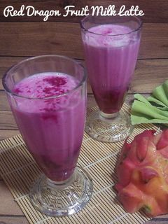 Foto resep Red Dragon Fruit Milk Latte