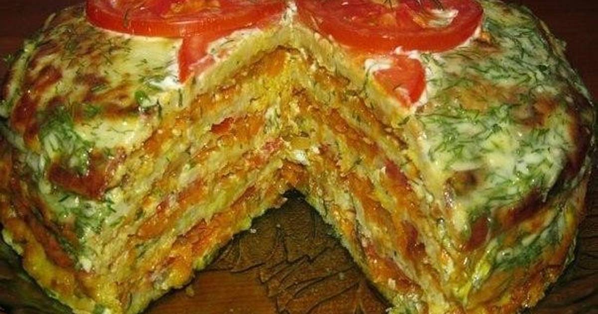 Пирог из кабачка и моркови разноцветный