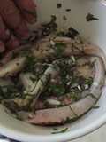 Ceviche geras de quelite, epazote, cilantro y sangrita