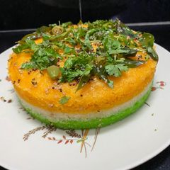 A picture of Tricolor rava dhokla.