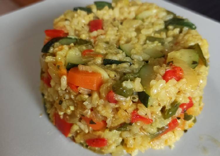 Steps to Make Homemade Arroz integral de verduras