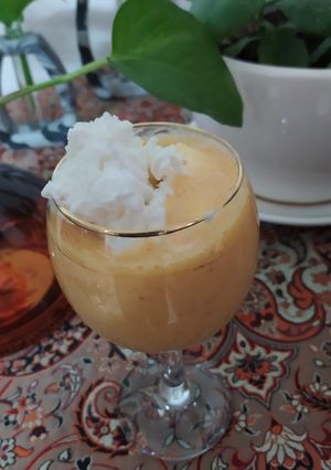 عکسی از دستور اسموتی خرمالو و پرتقال و موز بابستنی وانیلی