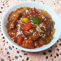 A picture of Bell pepper chicken.