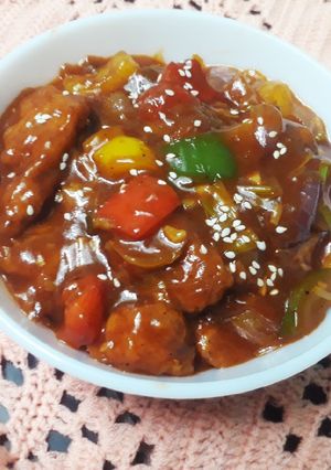 A picture of Bell pepper chicken.