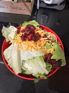 A picture of Cranberry cheese salad with copycat chick-fil-A avocado lime ranch dressing.