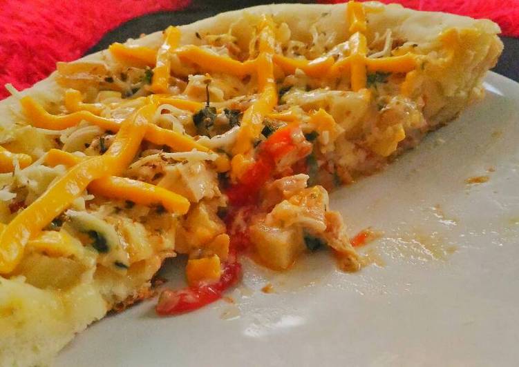 Bagaimana Membuat Pizza teflon topping ayam tahu no msg lembut &amp; empuk tanpa telur yang Sempurna