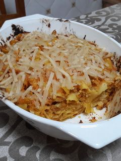 Una foto de Macarrones gratinados sin gluten veganos
