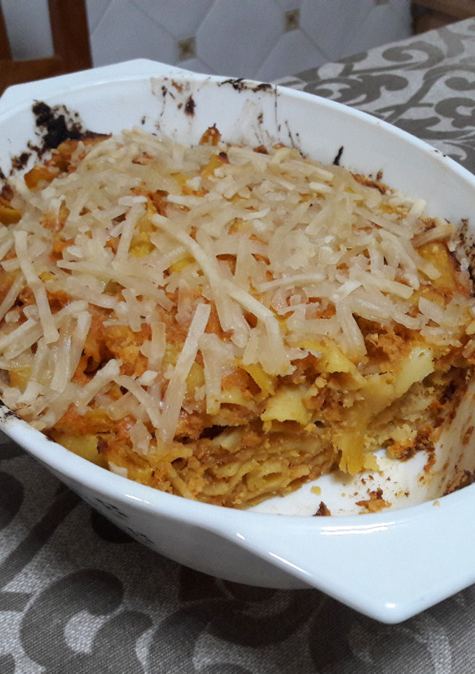 Una foto de Macarrones gratinados sin gluten veganos