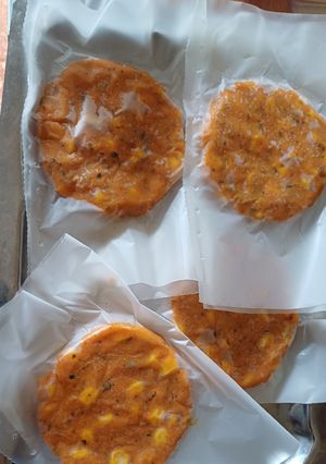 Una foto de Hamburguesas de calabaza y choclo 🌽