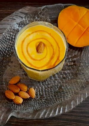 A picture of Mango Badam Lassi.