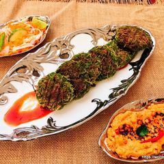 A picture of Spinach, Chickpeas, Banana Patties Stuffed with Mozzarella.