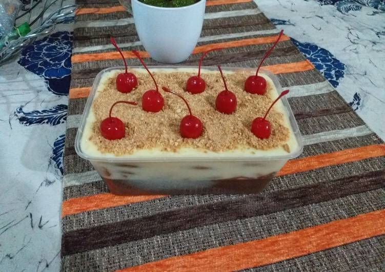 Resep masakan Chocolate Silky Puding with Marie Crumbs | Langkah Membuat Chocolate Silky Puding with Marie Crumbs Yang Enak dan Simpel