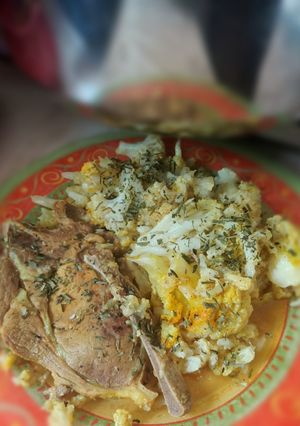 Une photo de Côte de porc et chou fleur à la nutricook