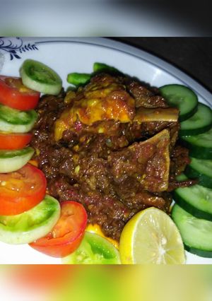 A picture of Punjabi Karela gosht.
