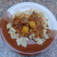 A picture of This is my favourite dish love pasta with mince.