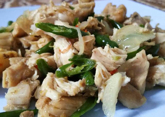 Resep memasak Menu diet PD (Tumis ayam bombay cabe hijau) yang nikmat