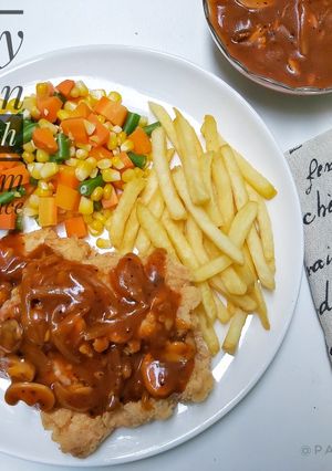 Foto resep Crispy Chicken Steak with Mushroom Barbeque Sauce