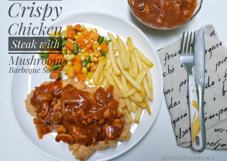 Resep Crispy Chicken Steak with Mushroom Barbeque Sauce, Menggugah Selera