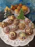 Magdalenas con chocolate decoradas para Navidad