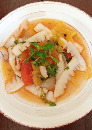 Hình của món Mực xào chua ngọt.