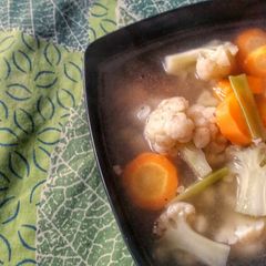 A picture of Cauliflower and Carrots Clear Soup.