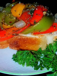 A picture of Mike's Garden Peperonata On Toasted French Bread.