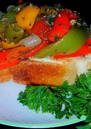 A picture of Mike's Garden Peperonata On Toasted French Bread.