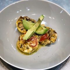 A picture of Egg, mushroom & halloumi “breakfast muffins”.