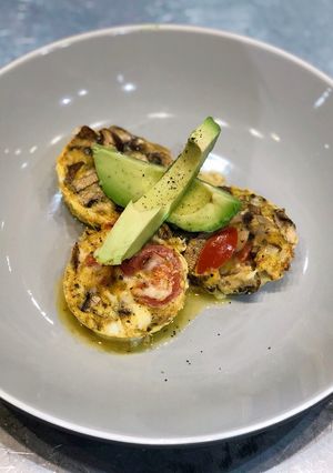 A picture of Egg, mushroom & halloumi “breakfast muffins”.