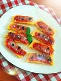 Tartine di polenta con speck e pecorino romano