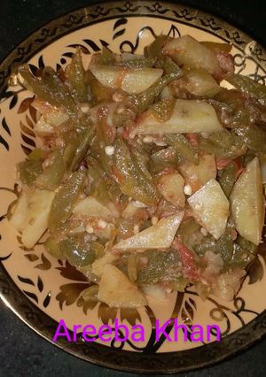 A picture of Alo Shimla mirch (without onion) recipe.