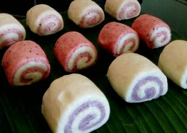 Langkah Mudah untuk Bikin Mantou ubi ungu dan buah naga, Enak