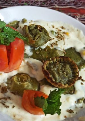 A picture of Spinach Corn Ravioli in white sauce.