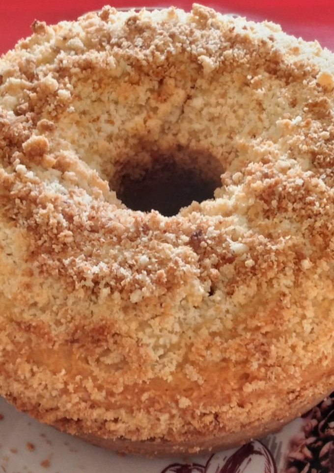 Una foto de Budín de coco con crumble
