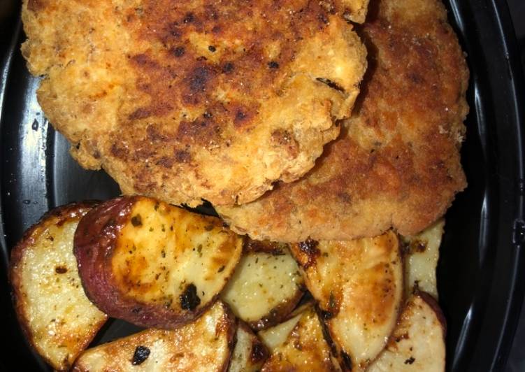 Steps to Make Any-night-of-the-week Salmon patties and ranch roasted potatoes