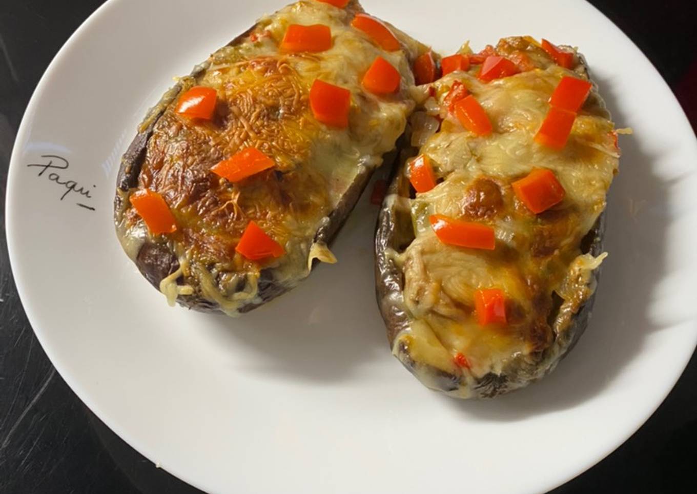 Berenjenas rellenas de verduras 🍅🍆🥒🧅