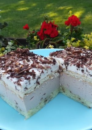 Zdjęcie przepisu Biszkoptowe z kremem nutellowym i straciatella.