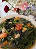 Sweet Potato Greens Stewed with Tomatoes