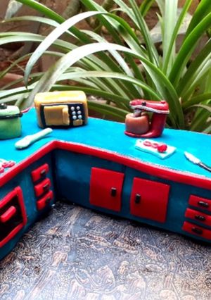A picture of Kitchen Themed Cake.