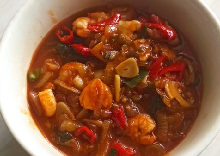 Resep Udang saos pedas, Enak