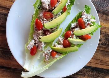 How to Recipe Tasty BLTA Chicken Salad Lettuce Boats