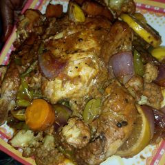 A picture of Cauliflower baked chicken.