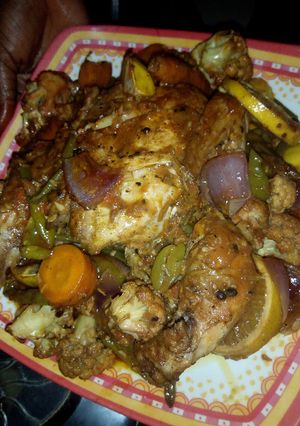 A picture of Cauliflower baked chicken.